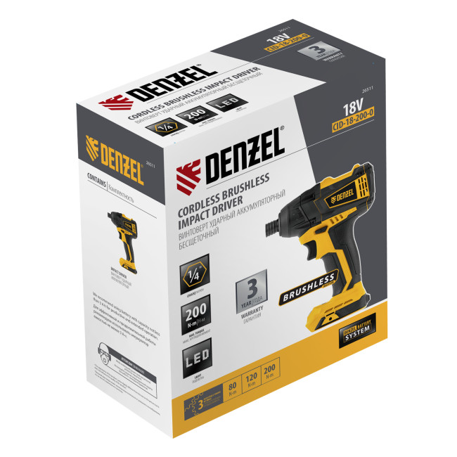 Винтоверт ударный аккумуляторный бесщет CID-IB-200-0, 18В Li-Ion Denzel в Ижевске Винтоверт ударный аккумуляторный бесщет CID-IB-200-0, 18В Li-Ion Denzel в Ижевске