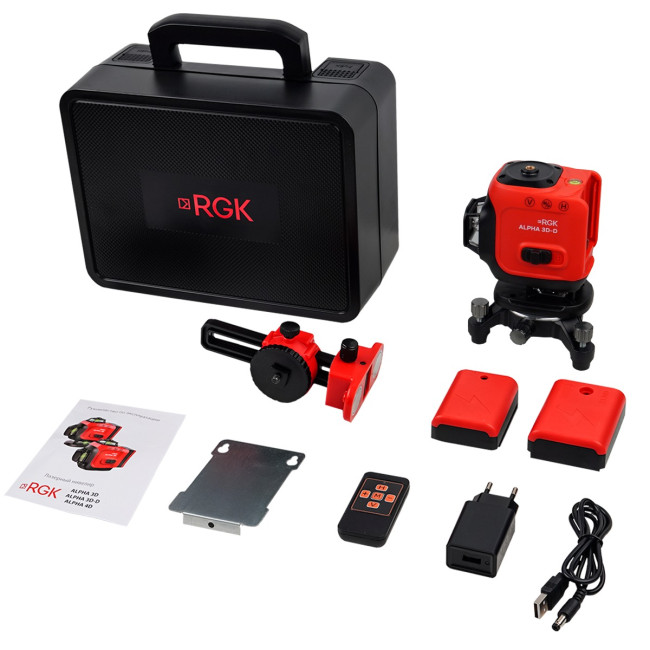 Лазерный уровень RGK ALPHA 3D-D с калибровкой с зелёным лучом в Ижевске