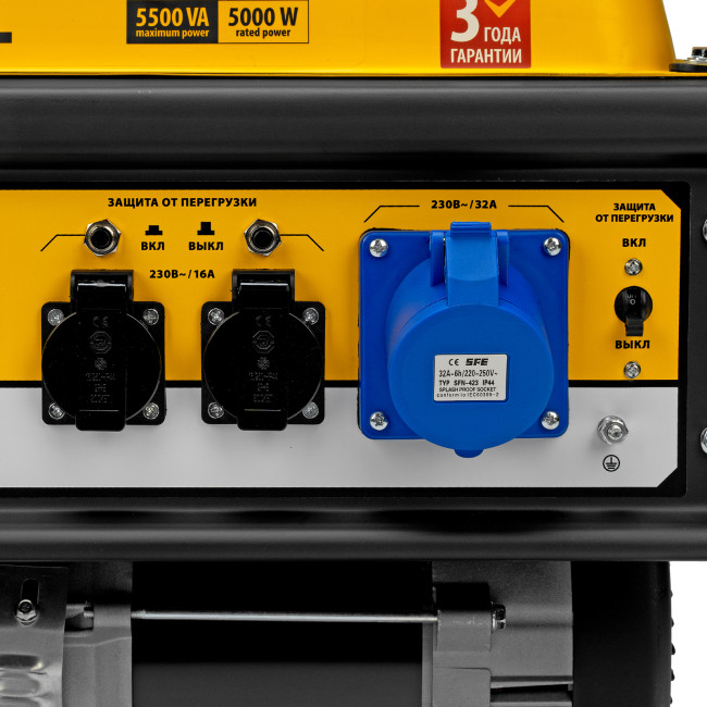 Генератор бензиновый GE 6900, 5.5 кВт, 220 В/50 Гц, 25 л, ручной старт Denzel в Ижевске