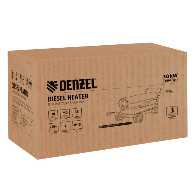 Дизельная тепловая пушка DHG-30, 30 кВт, 750 м3/ч, прямой нагрев Denzel в Ижевске Дизельная тепловая пушка DHG-30, 30 кВт, 750 м3/ч, прямой нагрев Denzel в Ижевске