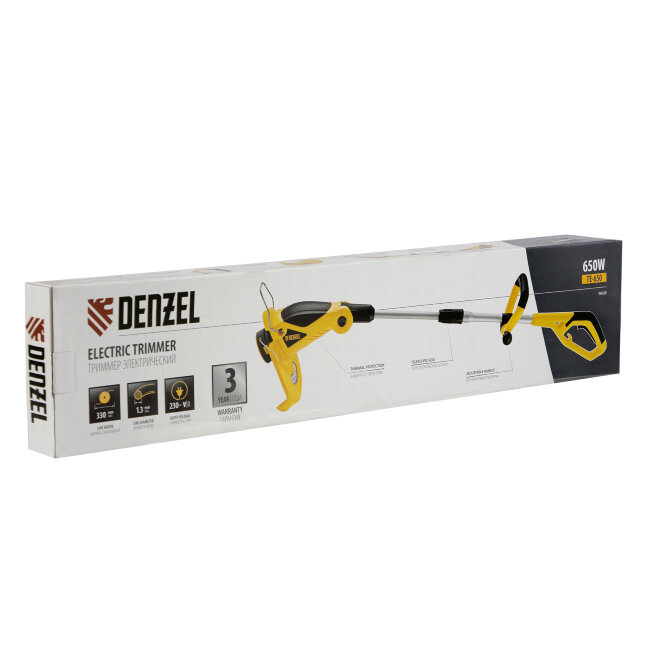 Триммер электрический TE-650, 650Вт,330мм,катушка автомат,телескоп.штанга,регул. углы накл. Denzel в Ижевске