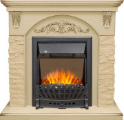 Каминокомплект Bern Сланец крупный бежевый / Алебастр темная патина с очагом Aspen Black Каминокомплект Bern Сланец крупный бежевый / Алебастр темная патина с очагом Aspen Black