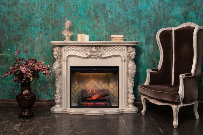 Каминокомплект Castle - Слоновая кость с темной патиной с очагом Revillusion RBF30 в Ижевске