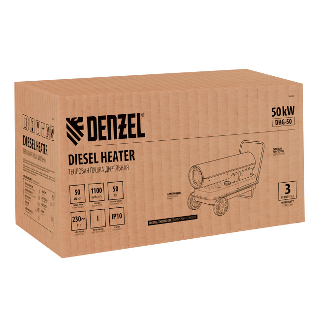 Дизельная тепловая пушка DHG-50, 50 кВт, 1100 м3/ч, прямой нагрев Denzel в Ижевске Дизельная тепловая пушка DHG-50, 50 кВт, 1100 м3/ч, прямой нагрев Denzel в Ижевске
