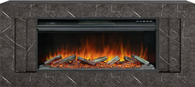 Каминокомплект Line 42 SFT Stone Touch - Серый мрамор с очагом Vision 42 LOG LED в Ижевске