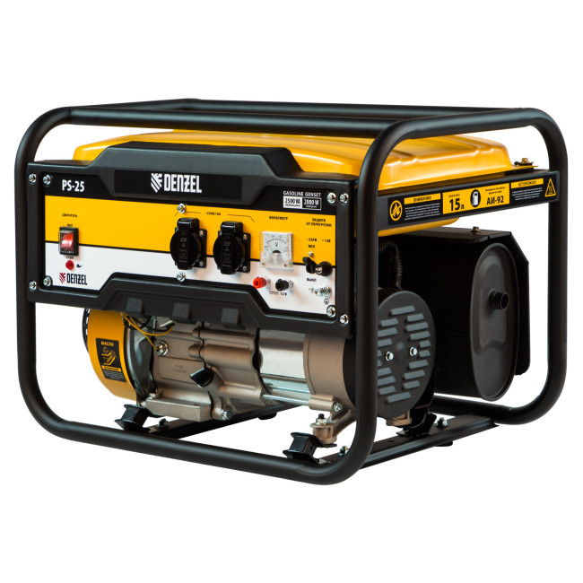 Генератор бензиновый PS 25, 2.5 кВт, 230 В, 15 л, ручной стартер Denzel в Ижевске