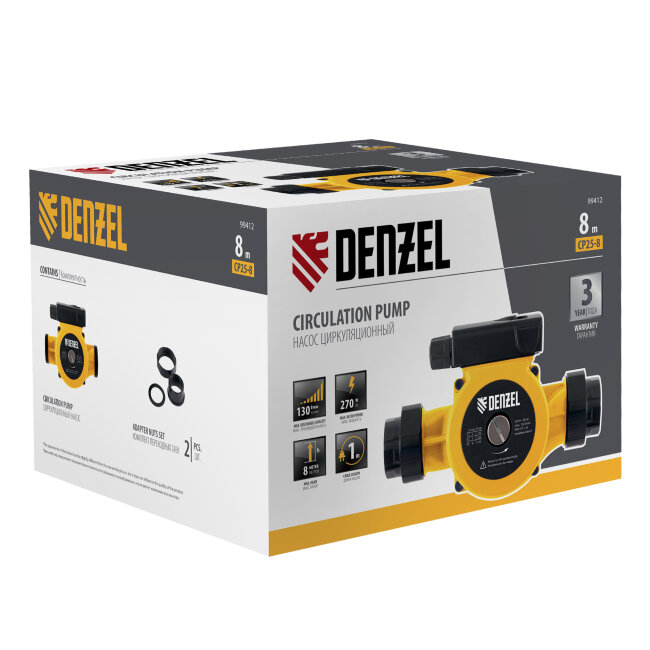Циркуляционный насос CP25-8, напор 8 м, 130 л/мин, 1 м кабель, монт. длина 180 мм Denzel в Ижевске Циркуляционный насос CP25-8, напор 8 м, 130 л/мин, 1 м кабель, монт. длина 180 мм Denzel в Ижевске