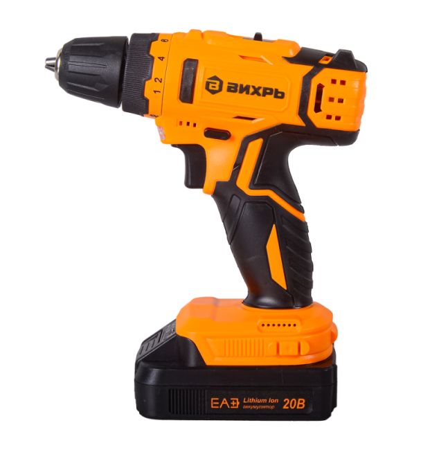 Дрель-шуруповерт аккумуляторная Вихрь ДА-20Л-2КА с набором оснастки 65 предметов в Ижевске