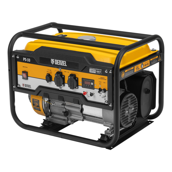 Генератор бензиновый PS 33, 3.3 кВт, 230 В, 15 л, ручной стартер Denzel в Ижевске