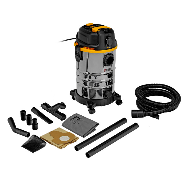 Пылесос строительный RVC30, 1400 Вт, бак 30 л, шланг 3 м, розетка с автосинхр. Denzel в Ижевске Пылесос строительный RVC30, 1400 Вт, бак 30 л, шланг 3 м, розетка с автосинхр. Denzel в Ижевске