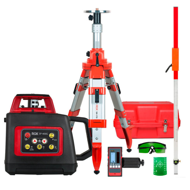 Комплект: ротационный нивелир RGK SP-400G + штатив RGK SH-170 рейка RGK LR-2 в Ижевске
