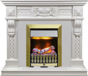 Каминокомплект Corsica - Матовый белый (Ширина 1100) с очагом Danville Antique Brass FB2