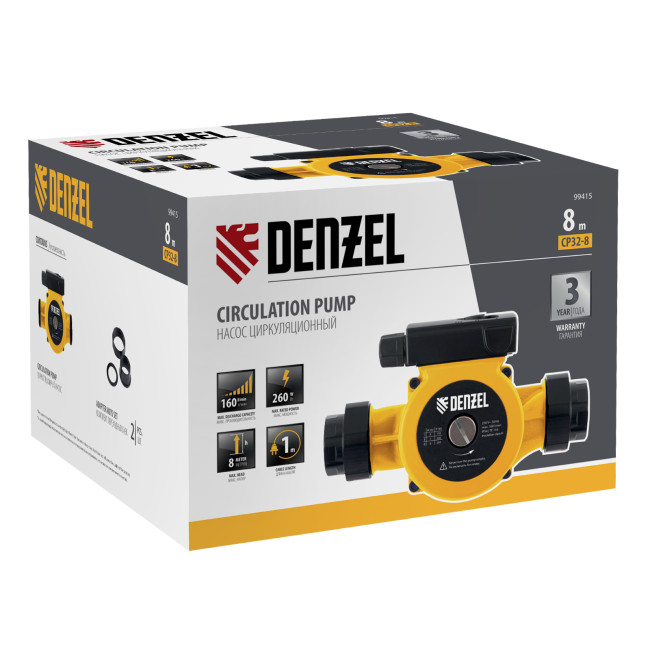 Циркуляционный насос CP32-8, напор 8 м, 160 л/мин, 1 м кабель, монт. длина 180 мм Denzel в Ижевске Циркуляционный насос CP32-8, напор 8 м, 160 л/мин, 1 м кабель, монт. длина 180 мм Denzel в Ижевске