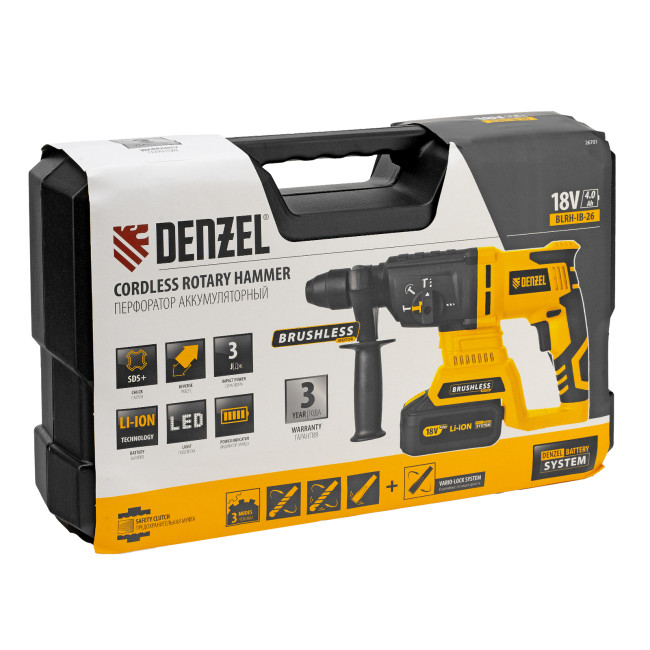 Перфоратор аккумуляторный BLRH-IB-26 Li-Ion, 18 В Denzel в Ижевске