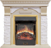 Каминокомплект Dublin - Слоновая кость с патиной / Сланец крем с очагом Majestic FX Brass Каминокомплект Dublin - Слоновая кость с патиной / Сланец крем с очагом Majestic FX Brass