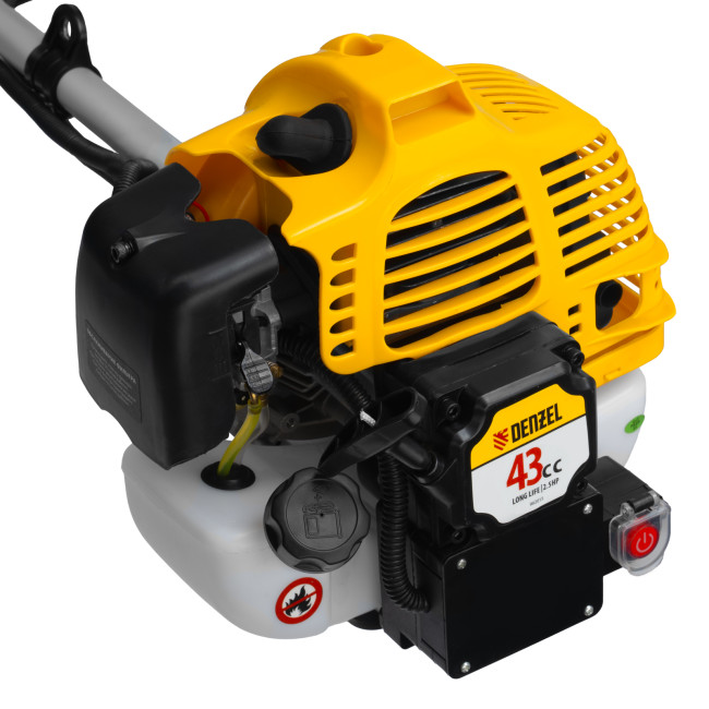 Триммер бензиновый DT-43E, 43 см3, неразъемная штанга, электростартер, состоит из 2 частей Denzel в Ижевске Триммер бензиновый DT-43E, 43 см3, неразъемная штанга, электростартер, состоит из 2 частей Denzel в Ижевске