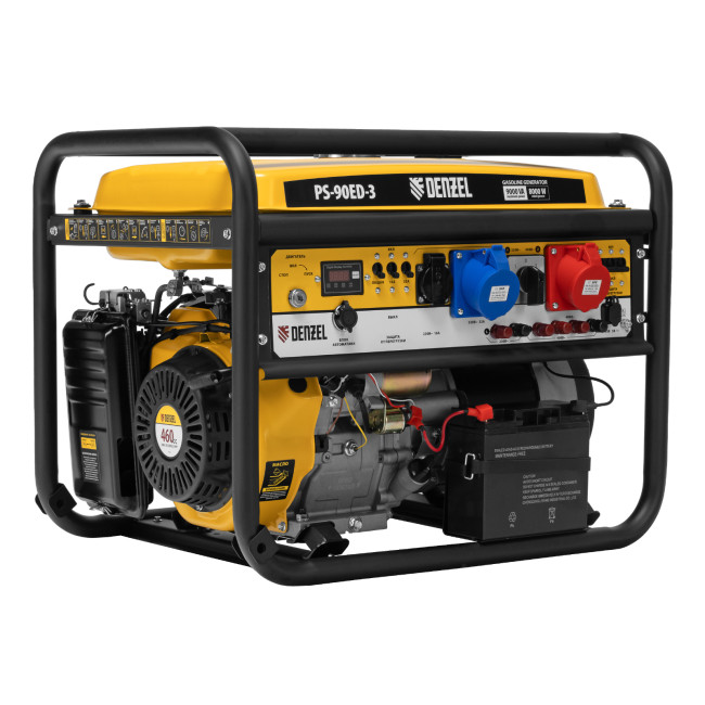 Генератор бензиновый PS 90 ED-3, 9.0 кВт, переключение режима 230 В/400 В, 25 л, электростартер Denzel в Ижевске