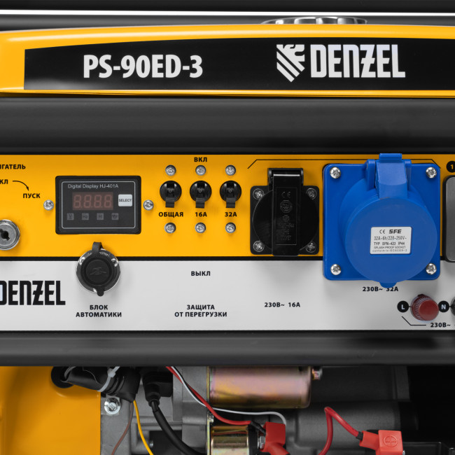 Генератор бензиновый PS 90 ED-3, 9.0 кВт, переключение режима 230 В/400 В, 25 л, электростартер Denzel в Ижевске