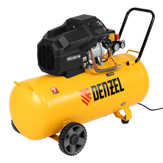 Компрессор воздушный DKV2200/100, Х-PRO 2.2 кВт, 400 л/мин, 100л Denzel в Ижевске