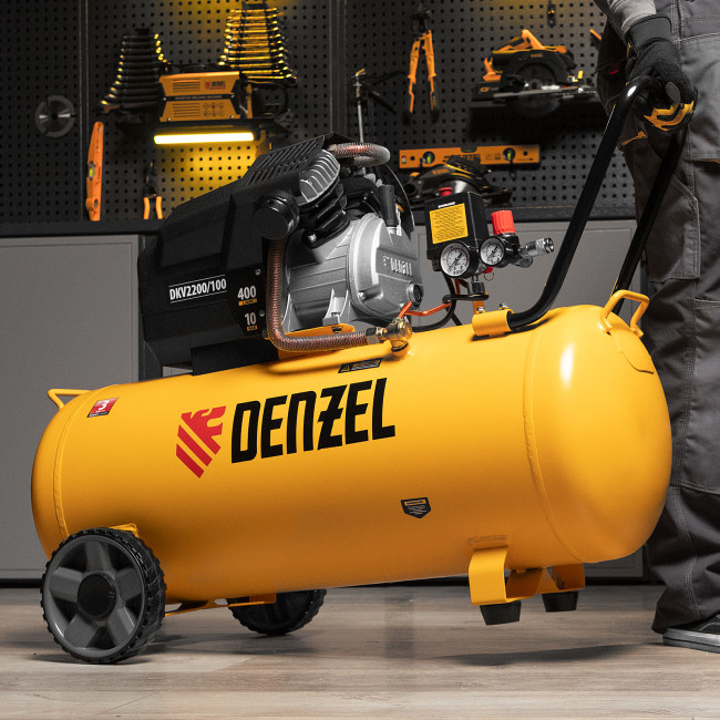 Компрессор воздушный DKV2200/100, Х-PRO 2.2 кВт, 400 л/мин, 100л Denzel в Ижевске