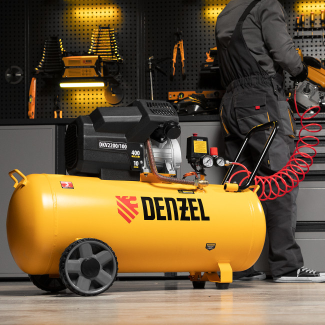 Компрессор воздушный DKV2200/100, Х-PRO 2.2 кВт, 400 л/мин, 100л Denzel в Ижевске