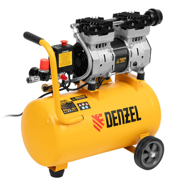 Компрессор DLS950/24 безмаслянный малошумный 950 Вт, 165 л/мин, ресивер 24 л Denzel в Ижевске