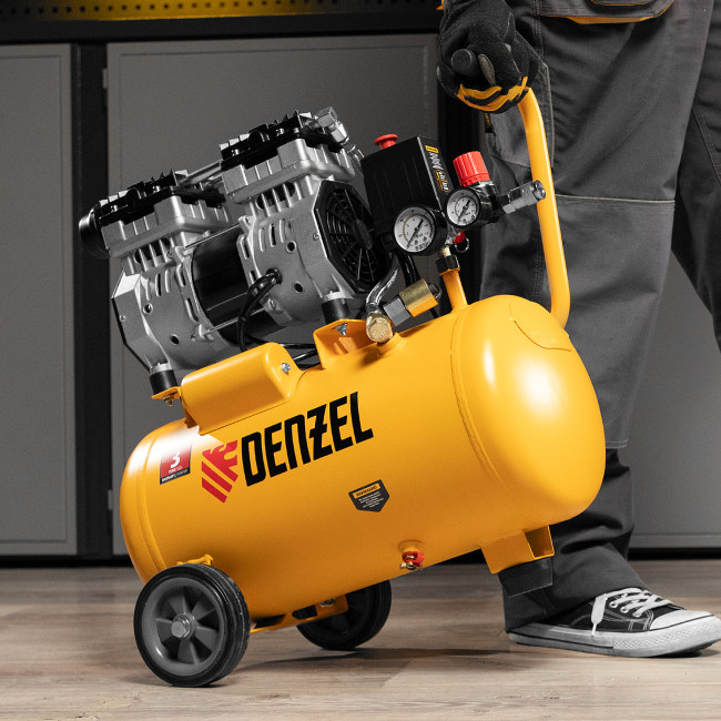 Компрессор DLS950/24 безмаслянный малошумный 950 Вт, 165 л/мин, ресивер 24 л Denzel в Ижевске