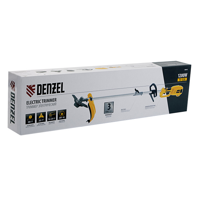 Триммер электрический TE-1220, 1200 Вт, 380 мм, катушка, диск, разборная штанга Denzel в Ижевске Триммер электрический TE-1220, 1200 Вт, 380 мм, катушка, диск, разборная штанга Denzel в Ижевске
