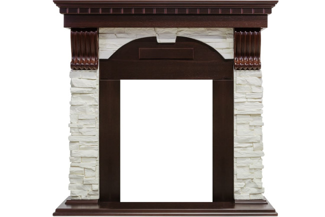 Каминокомплект Dublin - Темный дуб / Сланец белый с очагом Fobos FX Black в Ижевске Каминокомплект Dublin - Темный дуб / Сланец белый с очагом Fobos FX Black в Ижевске