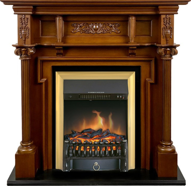 Каминокомплект Oxford - Орех с очагом Fobos FX Brass в Ижевске