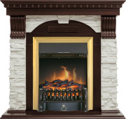 Каминокомплект Dublin - Темный дуб / Сланец белый с очагом Fobos FX Brass Каминокомплект Dublin - Темный дуб / Сланец белый с очагом Fobos FX Brass