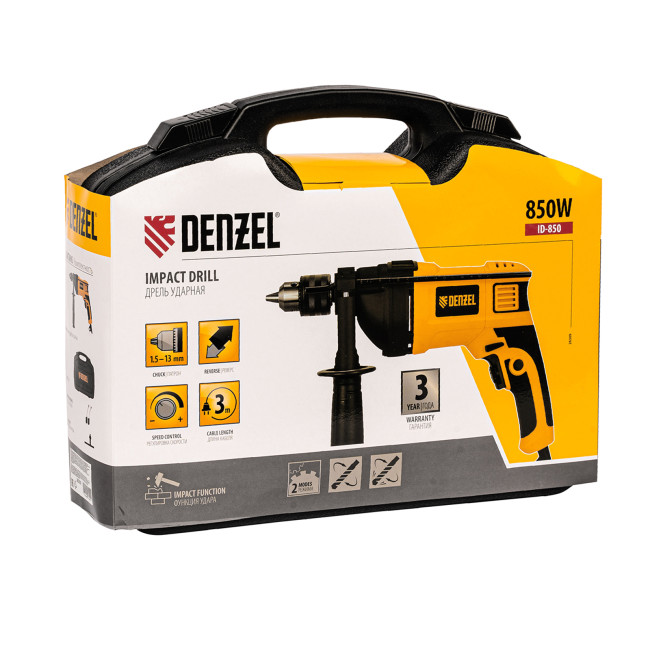 Дрель ударная ID-850, 850 Вт, 0-3000 об/мин, 48000 уд/мин Denzel в Ижевске Дрель ударная ID-850, 850 Вт, 0-3000 об/мин, 48000 уд/мин Denzel в Ижевске