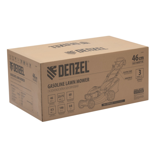 Газонокосилка бензиновая GLD-460SP-VE, 146 см3, шир. 46см, привод, вариатор, эл.старт, 60 л Denzel в Ижевске Газонокосилка бензиновая GLD-460SP-VE, 146 см3, шир. 46см, привод, вариатор, эл.старт, 60 л Denzel в Ижевске