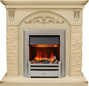 Каминокомплект Bern Сланец крупный бежевый / Алебастр темная патина с очагом Chesford Каминокомплект Bern Сланец крупный бежевый / Алебастр темная патина с очагом Chesford