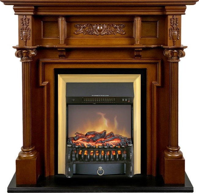 Каминокомплект Oxford - Орех с очагом Fobos FX M Brass в Ижевске