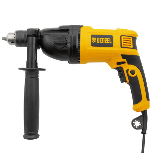 Дрель ударная ID-1050-2, 1050 Вт, 0-3000/0-1100 об/мин, 0-48000/0-17600 уд/мин, 2 скорости Denzel в Ижевске