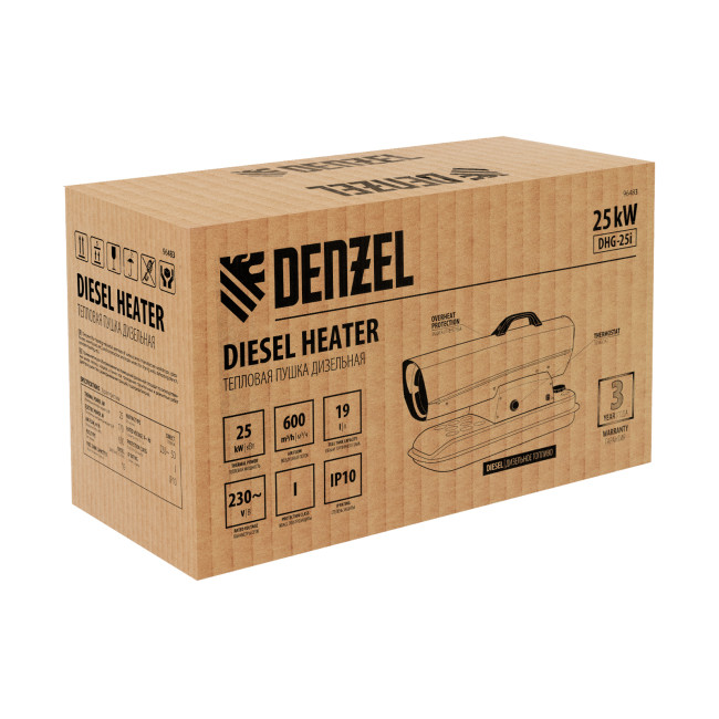 Дизельная тепловая пушка DHG-25i, 25 кВт, 600 м3/ч, прямой нагрев, термостат Denzel в Ижевске Дизельная тепловая пушка DHG-25i, 25 кВт, 600 м3/ч, прямой нагрев, термостат Denzel в Ижевске