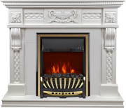 Каминокомплект Corsica - Матовый белый (Ширина 1100) с очагом Aspen Gold
