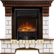 Каминокомплект Pierre Luxe - Темный дуб / Белый с очагом Fobos FX M Black RC