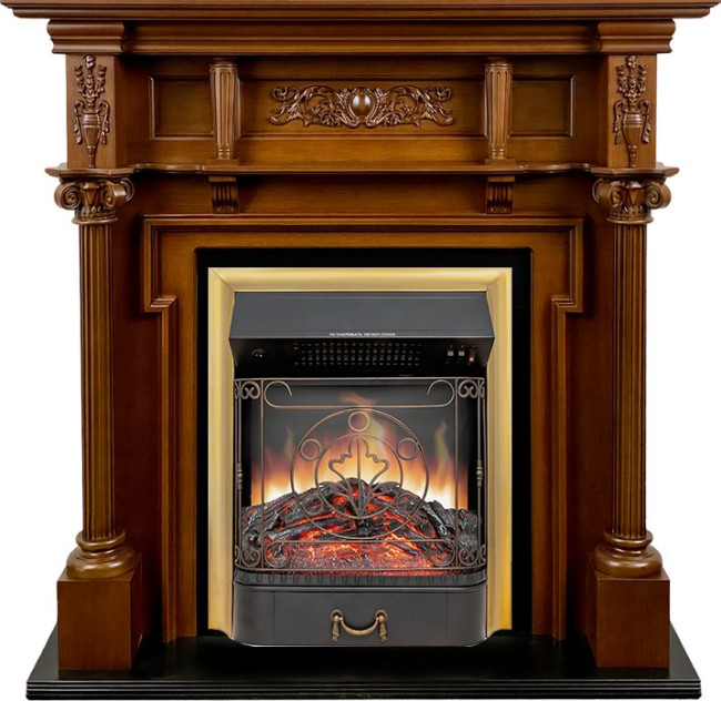 Каминокомплект Oxford - Орех с очагом Majestic FX Brass в Ижевске