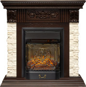 Каминокомплект Luxemburg (каменный) - Сланец/Темный дуб с очагом Majestic FX M Black RC
