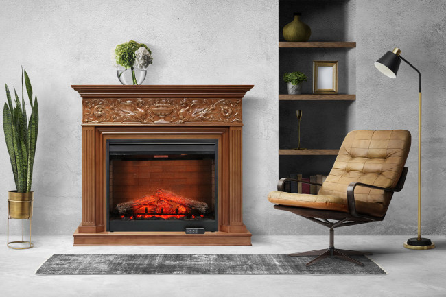 Каминокомплект Palace - Белый с серебром с очагом Symphony 30'' DF3020-INT в Ижевске