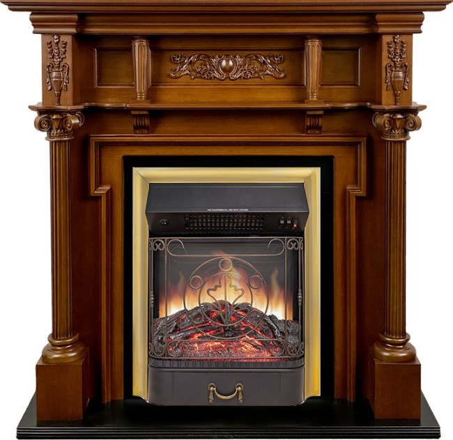 Каминокомплект Oxford - Орех с очагом Majestic FX M Brass в Ижевске