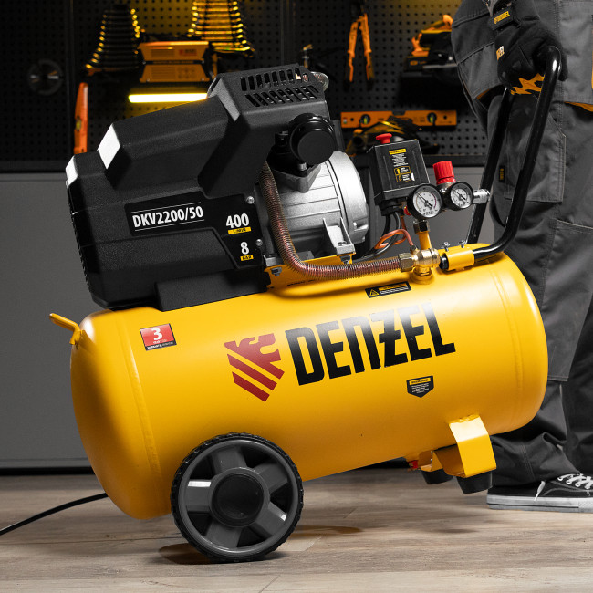 Компрессор воздушный DKV2200/50, Х-PRO 2.2 кВт, 400 л/мин, 50 л Denzel в Ижевске