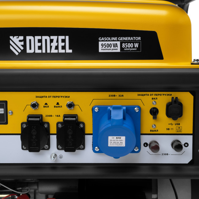 Генератор бензиновый PS-95EA-PRO, 9,5 кВт, 230 В, 40 л, разъём ATS, эл.старт Denzel в Ижевске