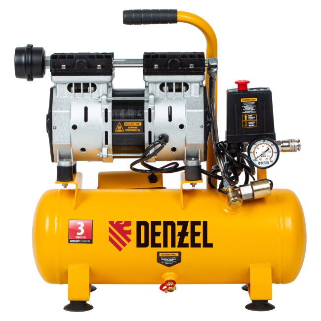 Компрессор DLS650/10 безмаслянный малошумный 650 Вт, 120 л/мин, ресивер 10 л Denzel в Ижевске