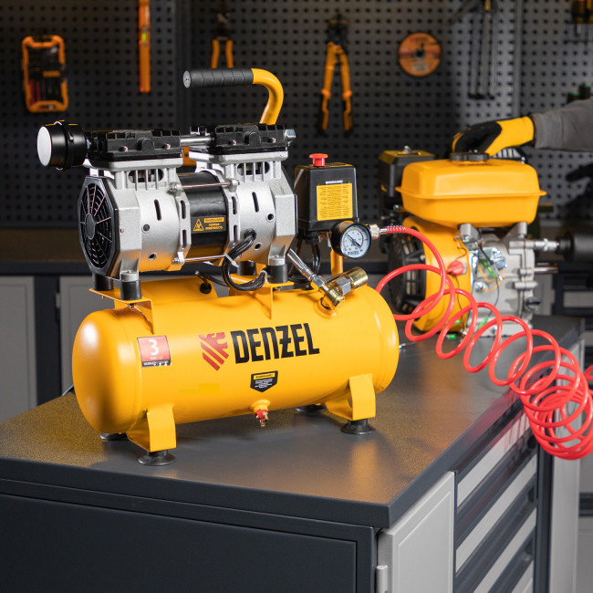 Компрессор DLS650/10 безмаслянный малошумный 650 Вт, 120 л/мин, ресивер 10 л Denzel в Ижевске