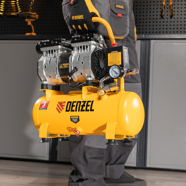 Компрессор DLS650/10 безмаслянный малошумный 650 Вт, 120 л/мин, ресивер 10 л Denzel в Ижевске