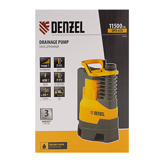 Дренажный насос DPХ650, Х-Pro, 650 Вт, подъем 7 м, 11500 л/ч Denzel в Ижевске Дренажный насос DPХ650, Х-Pro, 650 Вт, подъем 7 м, 11500 л/ч Denzel в Ижевске