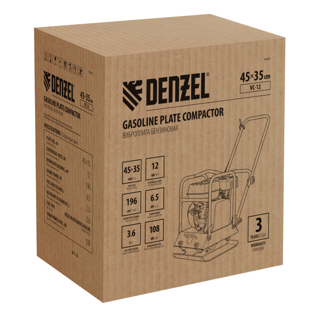 Виброплита бензиновая VC-12, 12 кН, 45*35 см, 196 см3 Denzel в Ижевске